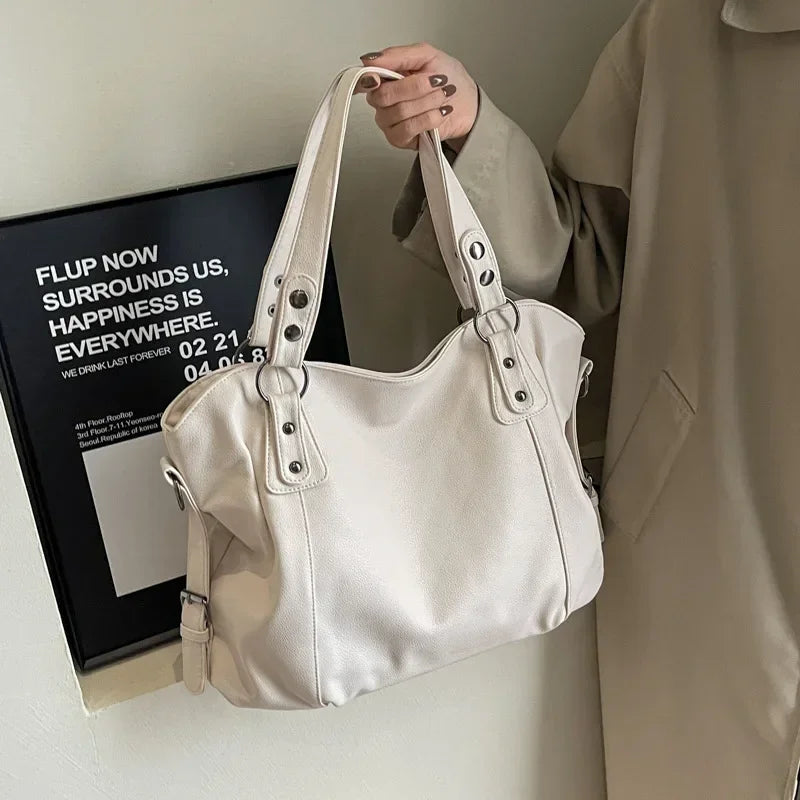 Marine - Grande borsa a mano in pelle morbida