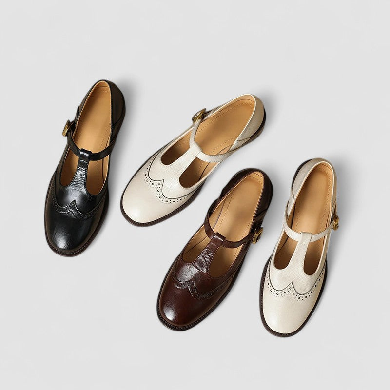 Eleganti scarpe Mary Jane in pelle con tacco a blocco e fibbia per donne – Comode e senza tempo