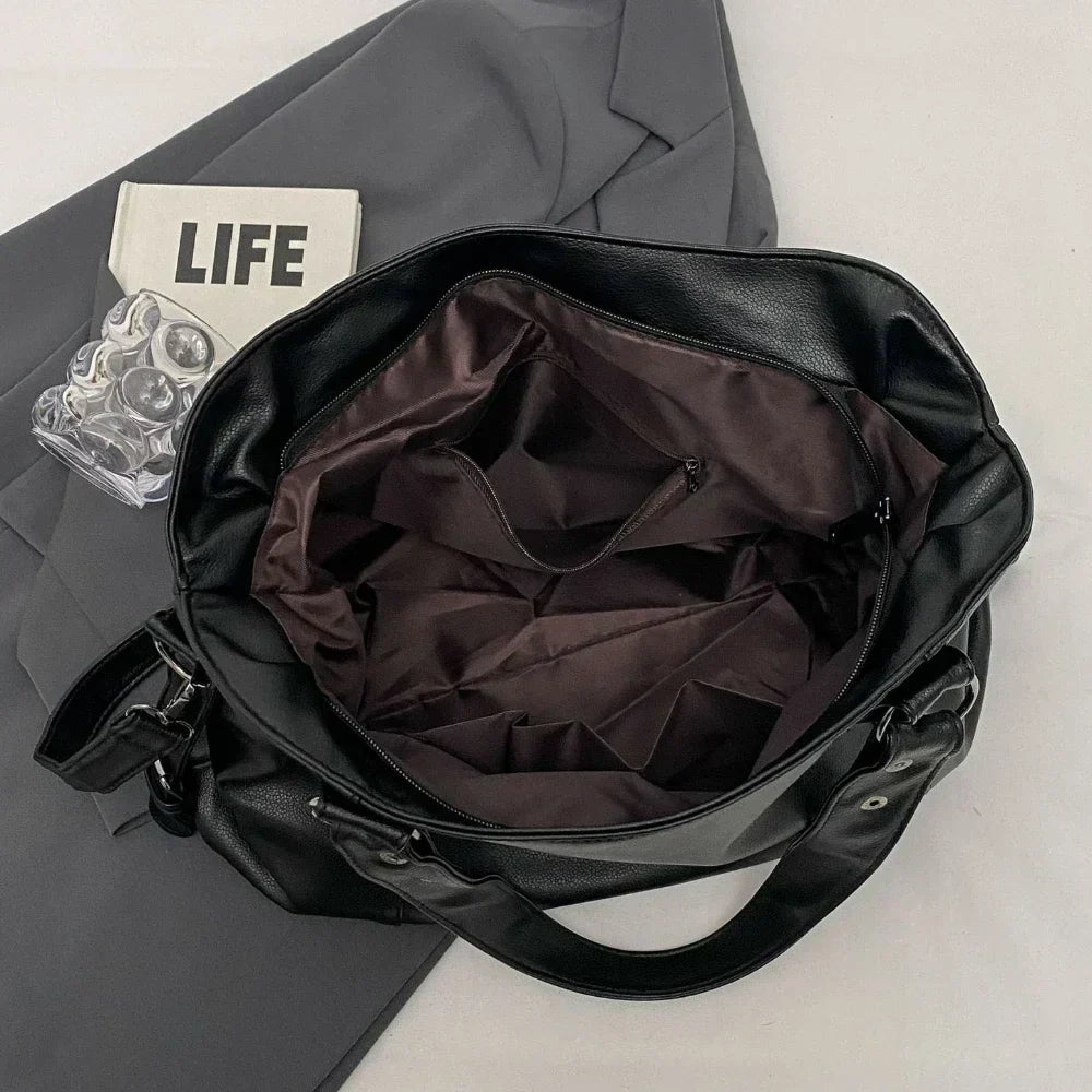 Marine - Grande borsa a mano in pelle morbida