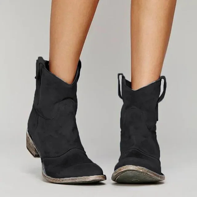 Stivali Western Kurzstiefel in Look Vintage per Donne Comode Stivaletti da Cowboy