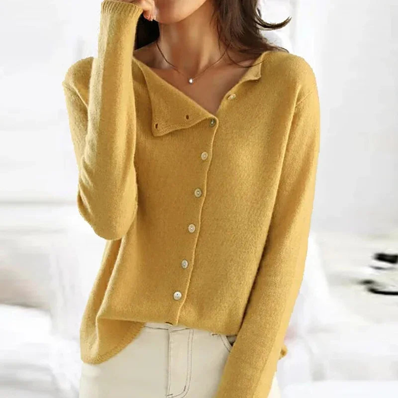 Juliette - Gilet Asimmetrico Elegante e Morbido in Cachemire Primaverile con Bottoni