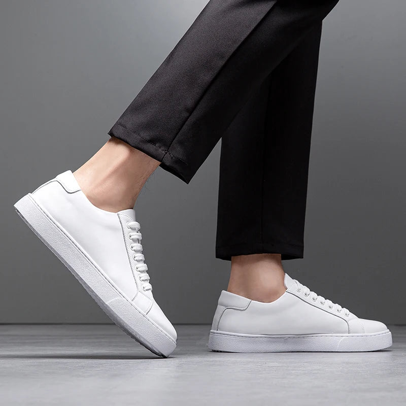 Sneaker in pelle da uomo moderne con suola bianca – Scarpe casual eleganti per il quotidiano e il business