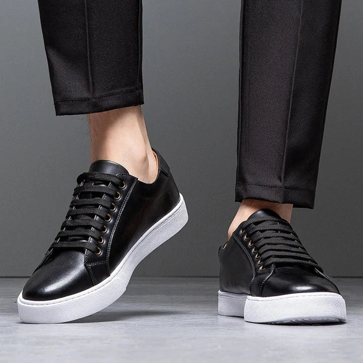 Sneaker in pelle da uomo moderne con suola bianca – Scarpe casual eleganti per il quotidiano e il business