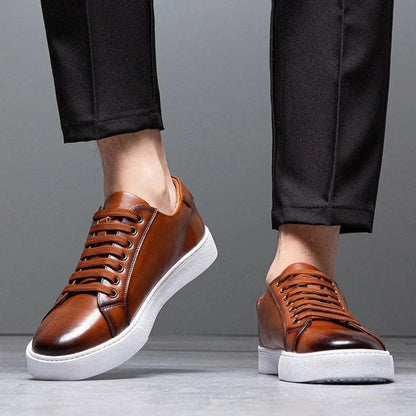 Sneaker in pelle da uomo moderne con suola bianca – Scarpe casual eleganti per il quotidiano e il business