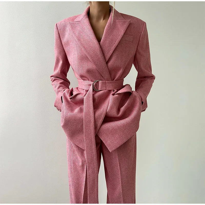 completo donna elegante blazer pantaloni corsetto