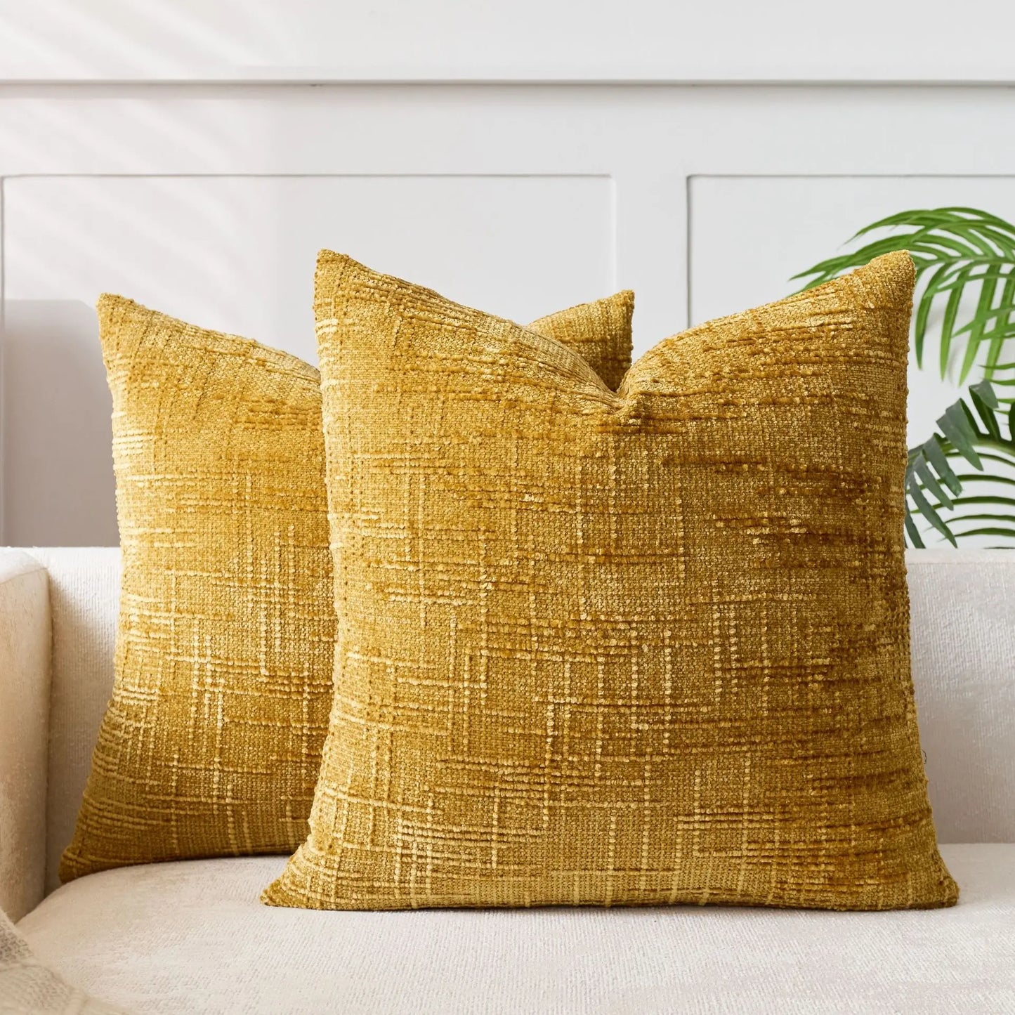 BambouLuxe - Fodera decorativa per cuscino in chenille con struttura in bambù