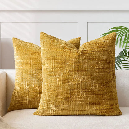 BambouLuxe - Fodera decorativa per cuscino in chenille con struttura in bambù