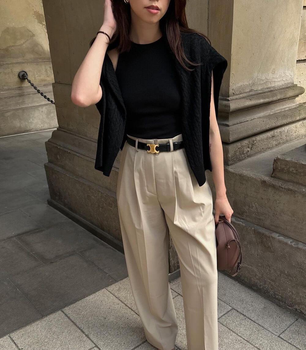 Héloïse - Cintura in Pelle Nera con Fibbia Dorata | Eleganza e Versatilità per Tutte le Occasioni