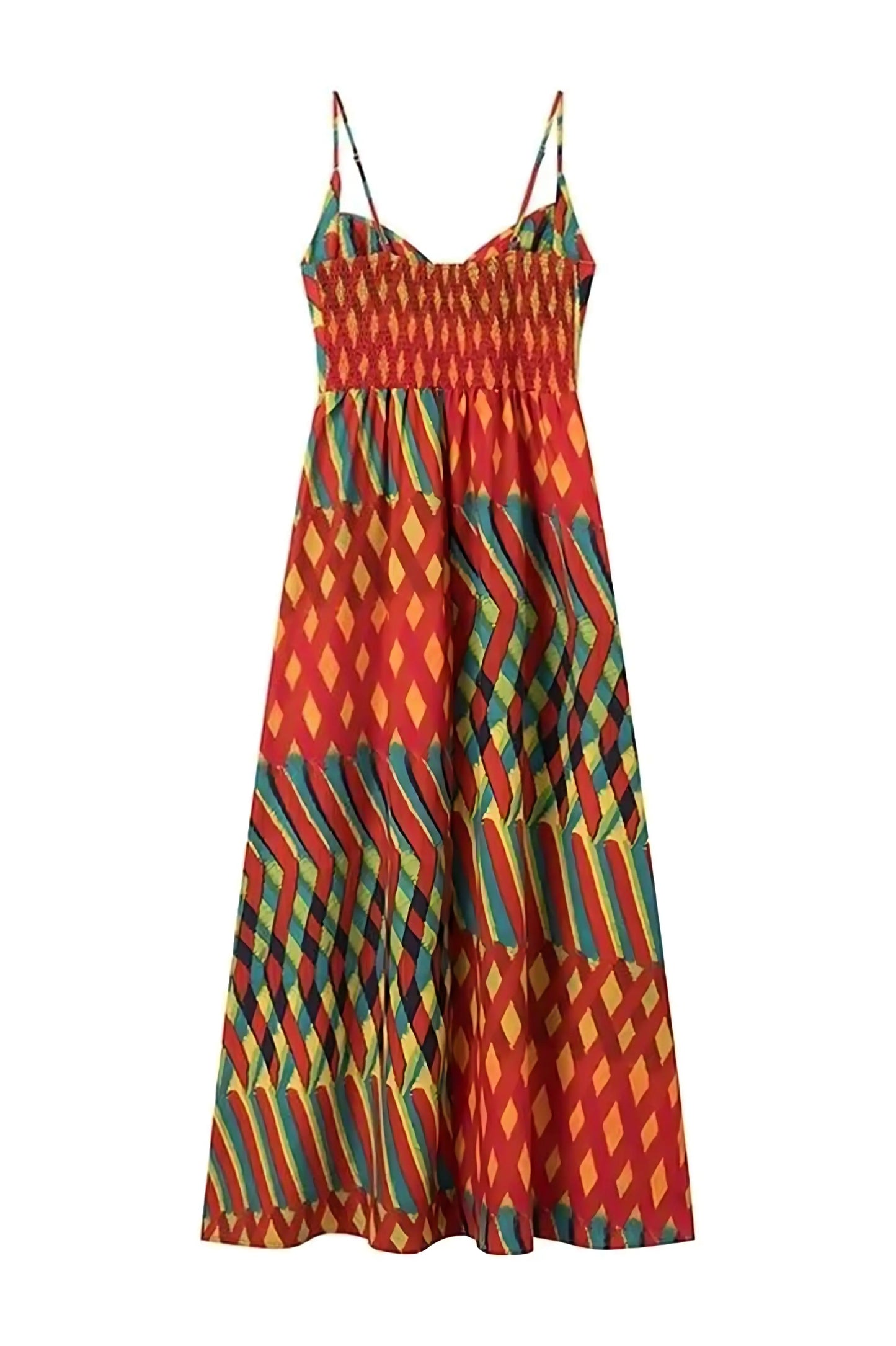 Aliénor - Maxibito con un motivo leggero e colorato, elegante per primavera e estate, stile bandeau con sottili spalline