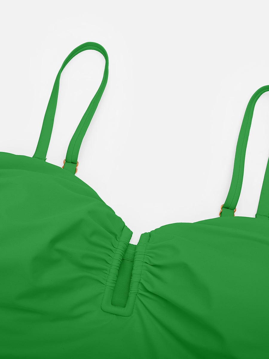 Costume da bagno modellante a bandeau con scollatura a V e spalline – Elegante costume da bagno modellante per donne