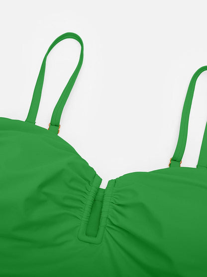 Costume da bagno modellante a bandeau con scollatura a V e spalline – Elegante costume da bagno modellante per donne