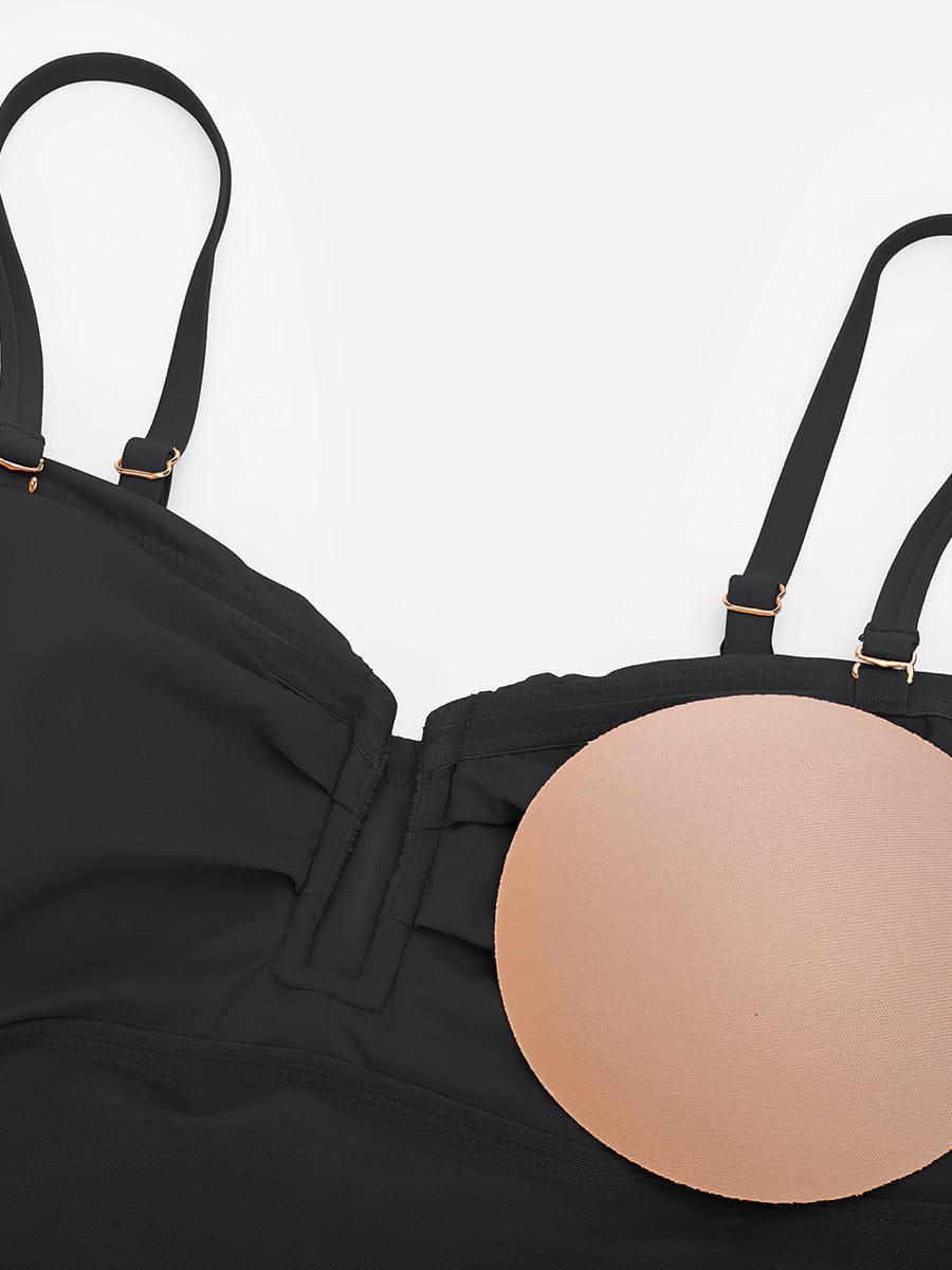 Costume da bagno modellante a bandeau con scollatura a V e spalline – Elegante costume da bagno modellante per donne