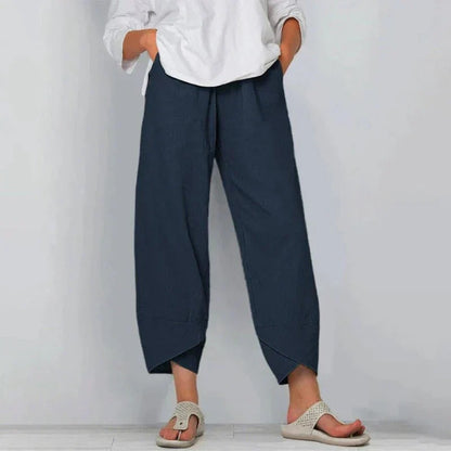 Pantaloni harem casual con gamba larga per donne – Pantaloni comodi per il tempo libero dallo stile oversize moderno