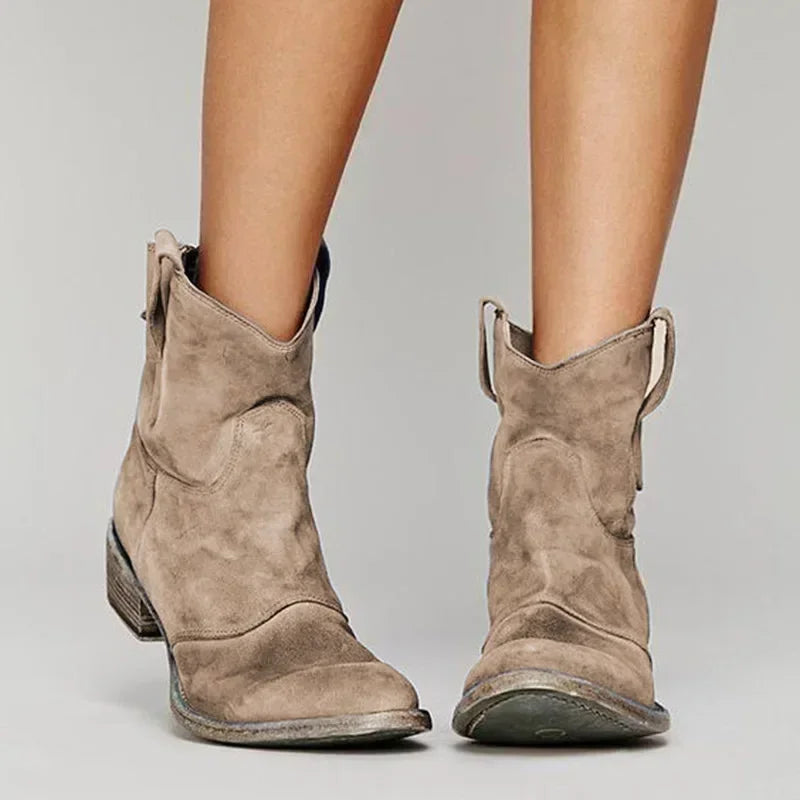 Stivali Western Kurzstiefel in Look Vintage per Donne Comode Stivaletti da Cowboy