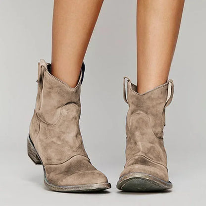 Stivali Western Kurzstiefel in Look Vintage per Donne Comode Stivaletti da Cowboy