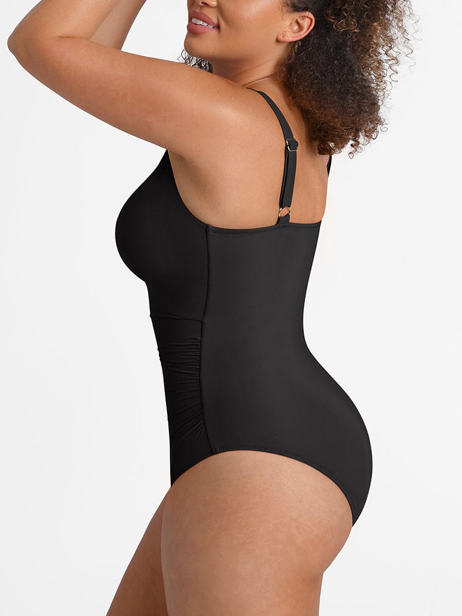 Costume da bagno modellante con dettaglio ad anello – Controllo della pancia e spalline regolabili per donne