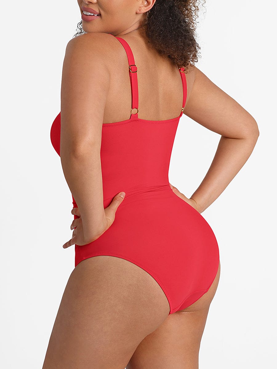 Costume da bagno modellante con dettaglio ad anello – Controllo della pancia e spalline regolabili per donne