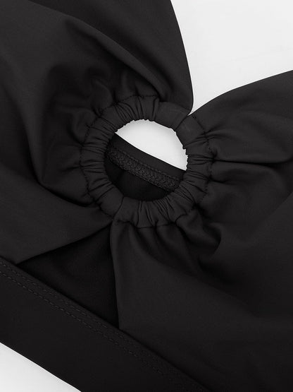 Set Bikini Modellante con Vita Alta e Ruches – Elegante Set di Costumi da Bagno Push-Up per Donne