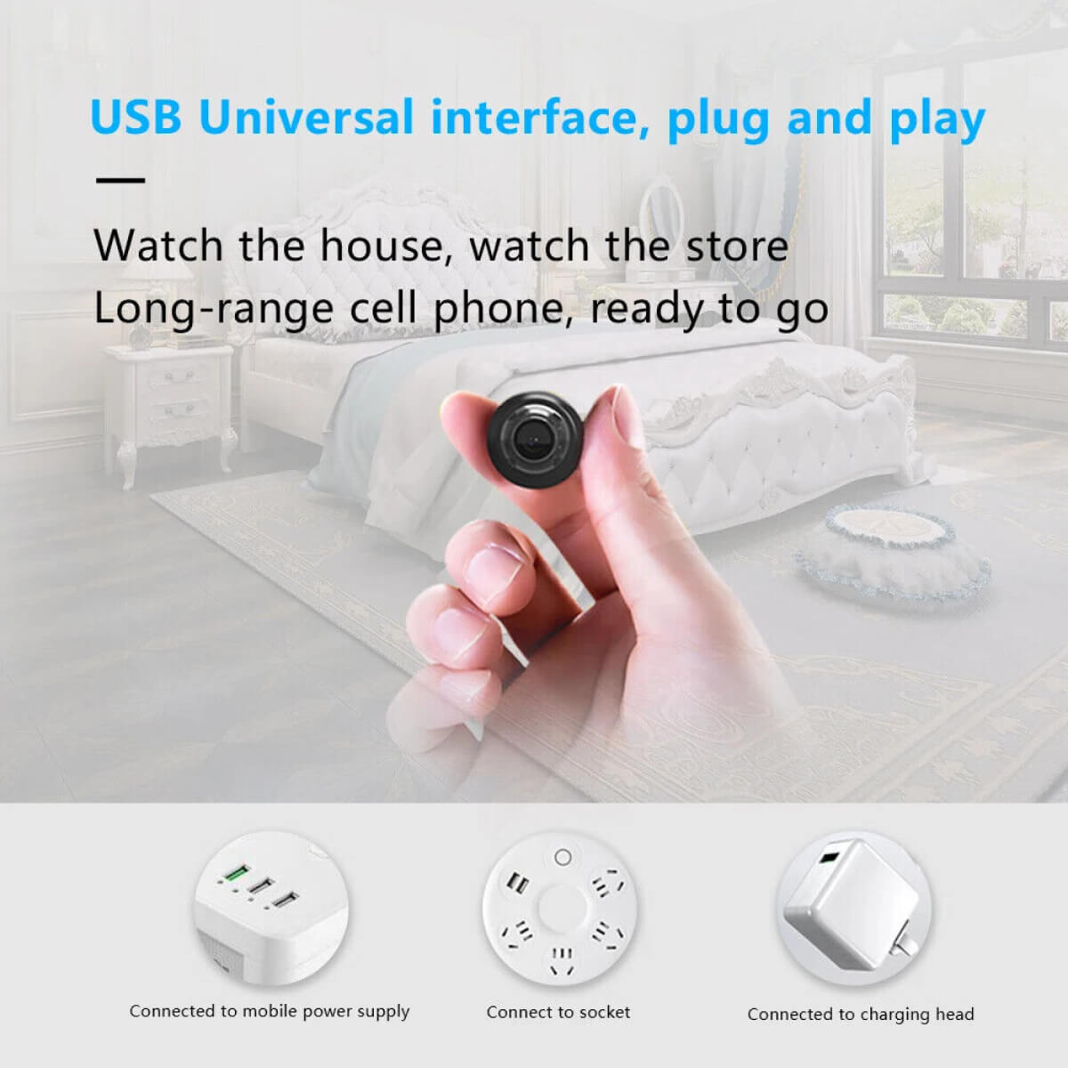 MiniVigi - Mini-Camera Wi-Fi impermeabile 1080P con visione notturna a 160°
