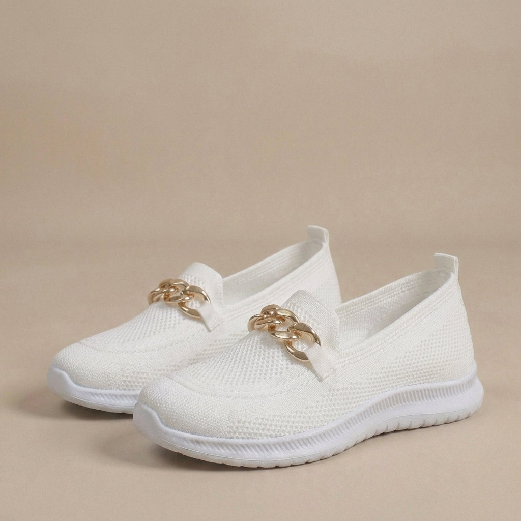 Sneaker Slip-On Comode per Donna – Scarpe in Mesh Leggere con Dettaglio a Catena e Suola Flessibile