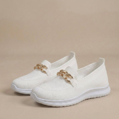 Sneaker Slip-On Comode per Donna – Scarpe in Mesh Leggere con Dettaglio a Catena e Suola Flessibile