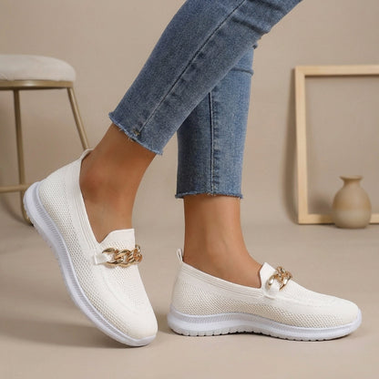 Sneaker Slip-On Comode per Donna – Scarpe in Mesh Leggere con Dettaglio a Catena e Suola Flessibile