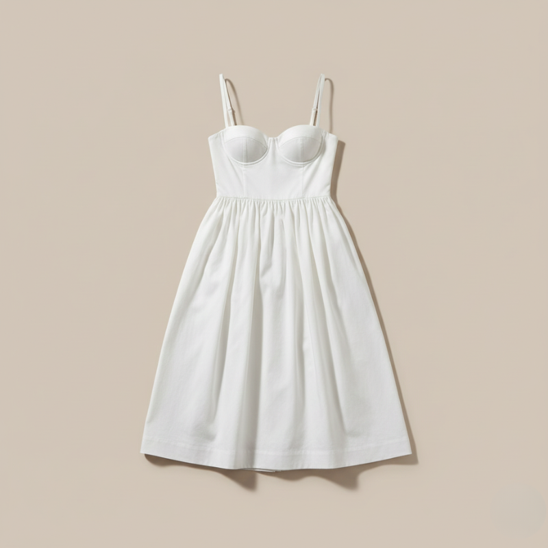 Elegante vestito midi estivo con spalline sottili e vestibilità aderente per donne – Leggero e femminile