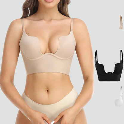 Reggiseno Push-Up senza schienale per donne con spalline trasparenti – Supporto invisibile e comfort