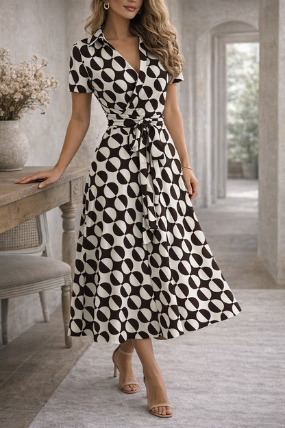 Elegante abito midi con cintura per donne – Abito a campana femminile per occasioni speciali