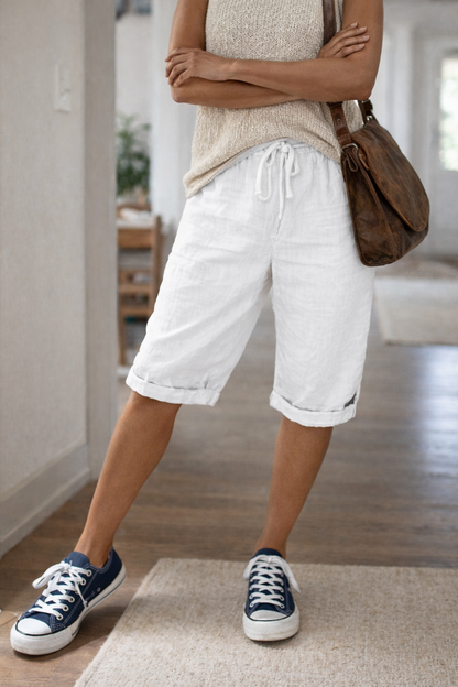 Pantaloni Bermuda casual con cordoncino per donne – Pantaloni estivi comodi con tasche