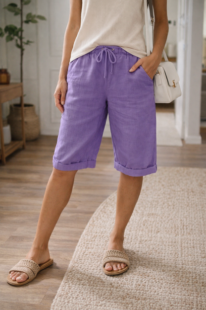 Pantaloni Bermuda casual con cordoncino per donne – Pantaloni estivi comodi con tasche