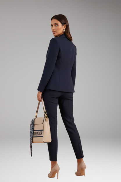 Lyrielle - Elegante completo da donna: Blazer in stile Balmain e pantaloni a vita alta