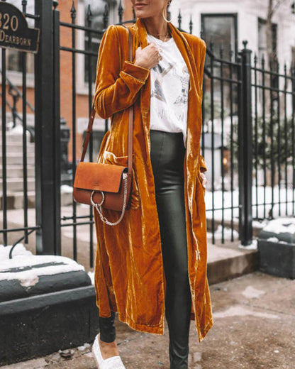 Cardigan lungo in velluto per donne – Elegante stile kimono