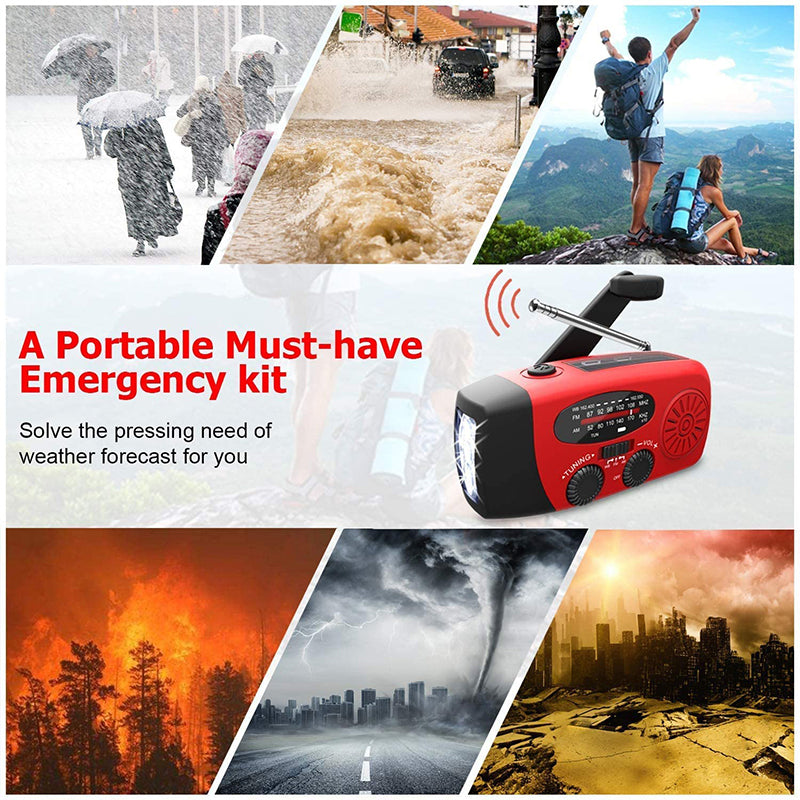 Vivacis - Radio di emergenza autosufficiente – Manovella, Solare, Torcia & Powerbank – Radio FM/AM, Indispensabile per Catastrofi e Emergenze