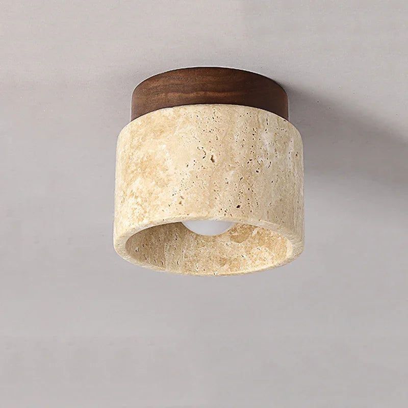 ZenithPierre - Lampada da soffitto giapponese in travertino