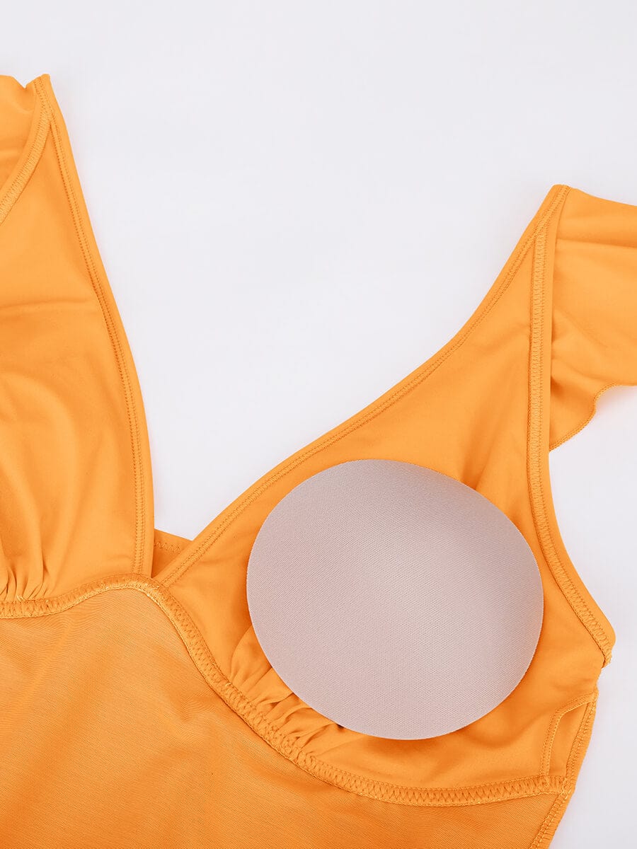 Costume da bagno modellante con rouches e scollatura a V – Elegante monokini push-up per donne