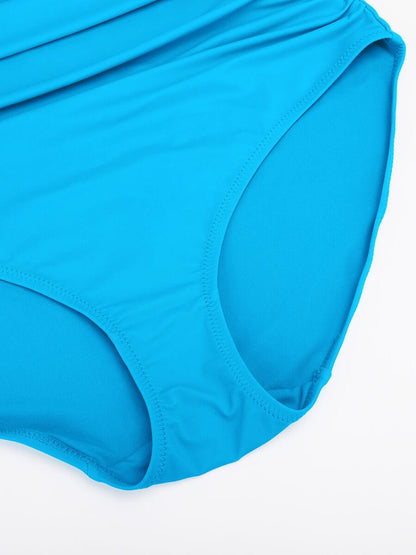 Costume da bagno modellante con rouches e scollatura a V – Elegante monokini push-up per donne