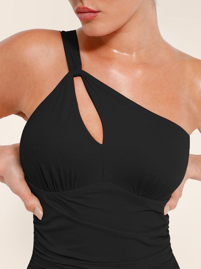 Costume da bagno asimmetrico con cut-out – Modellante & Elegante look a spalla unica per donne