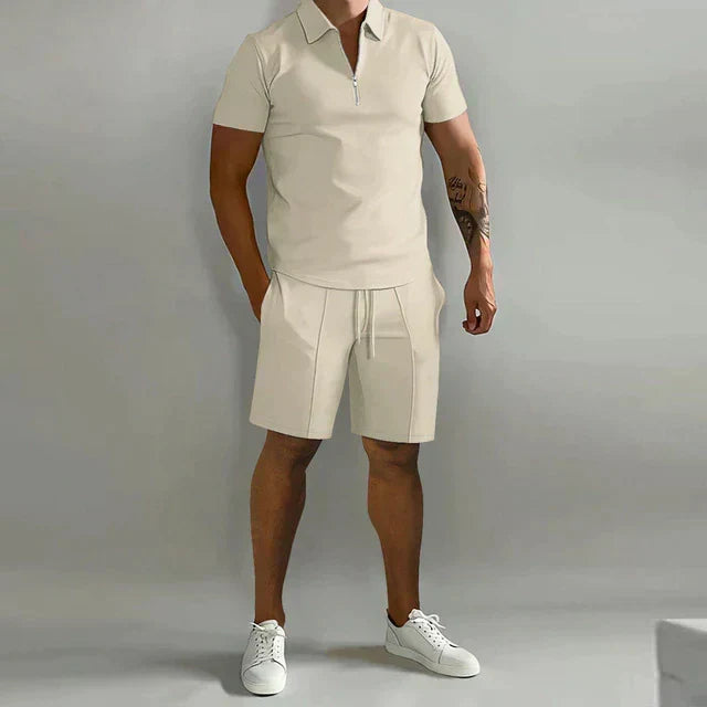 Set estivo casual con polo per uomini – Outfit da tempo libero in due pezzi con pantaloni corti