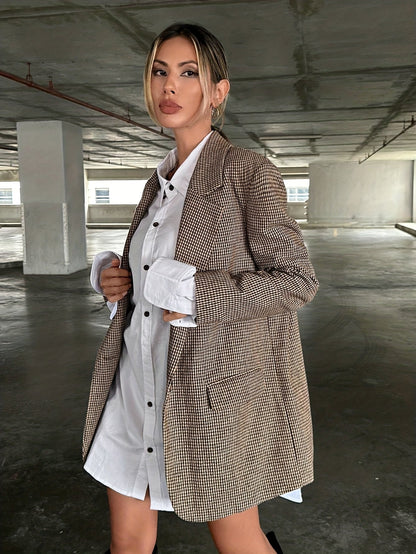 Florélie - Elegante Blazer Lungo Beige per Donne | Business Casual – Giacca Perfetta per la Primavera