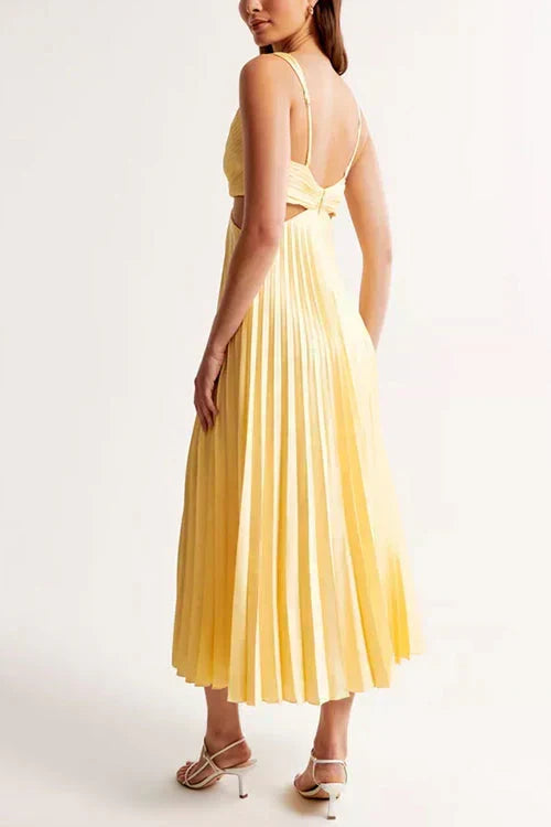 Elegante Maxikleid Plissee con Cut-Outs – Abito Estivo Femminile per Donne