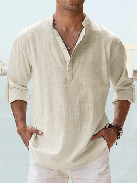 Jorvian - Camicia da Uomo Traspirante in Lino | Elegante e Resistente al Sudore per Primavera e Estate