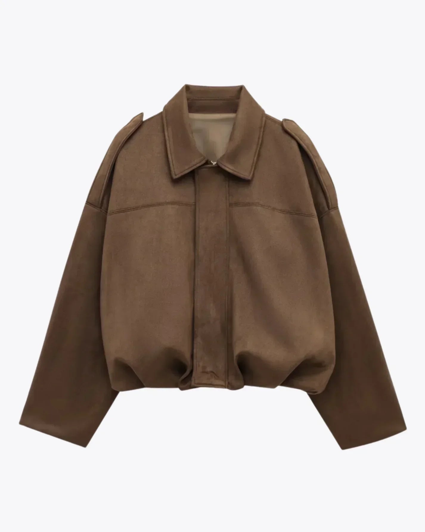 Esméline - Elegante Giacca Primaverile Oversize in Ecopelle e Pelle Sintetica con Collo e Zip per Donne