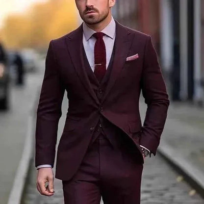 Completo da Uomo 3 Pezzi di Lusso – Elegante Abito Slim Fit per Matrimonio e Affari