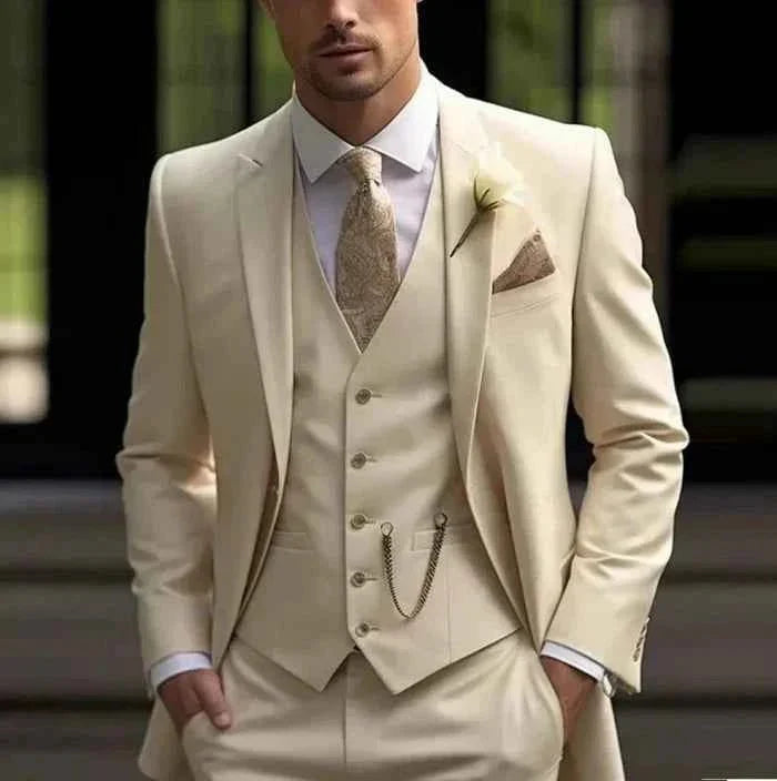 Completo da uomo 3 pezzi lussuoso – Elegante completo slim fit per matrimoni e affari