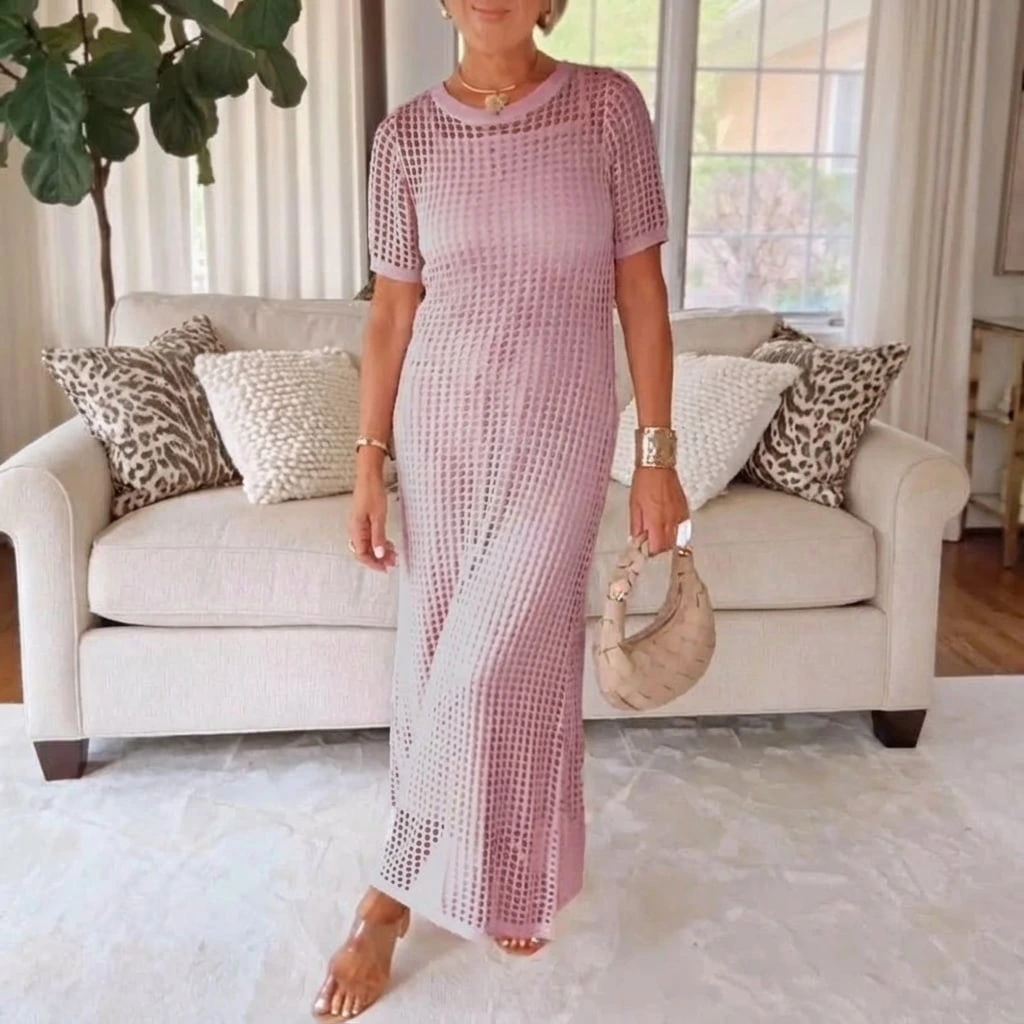 Abito estivo leggero in maglia per donne – Maxi abito arioso con caduta elegante