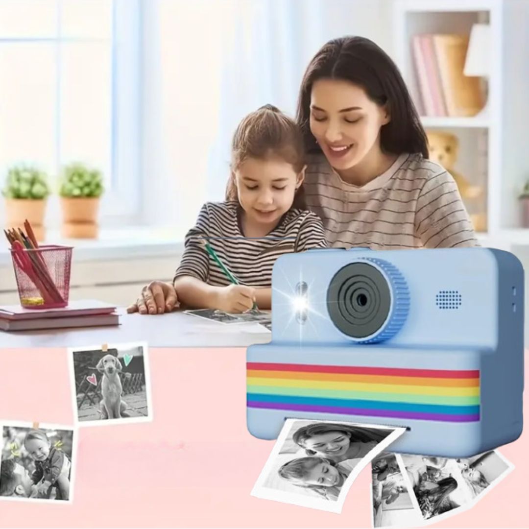 Photivie - Macchina fotografica istantanea per bambini + 3 rotoli di foto