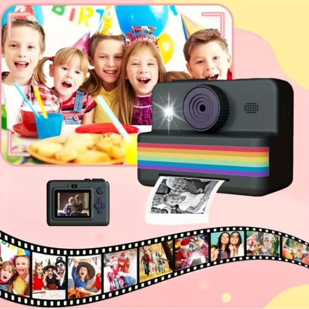 Photivie - Macchina fotografica istantanea per bambini + 3 rotoli di foto