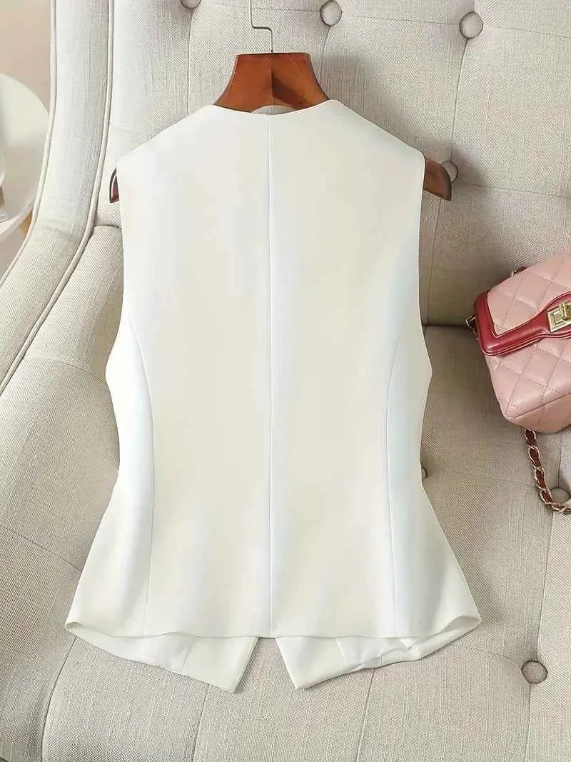 Elegante giacca da donna senza maniche con scollo a V – Gilet business Modern Fit