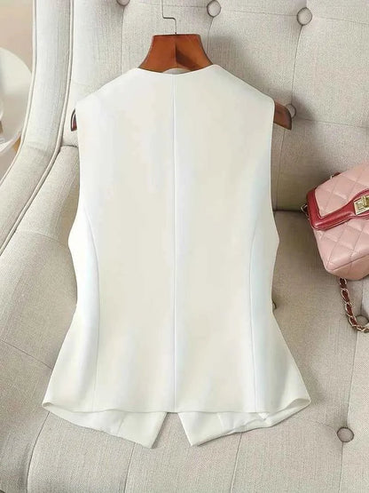 Elegante giacca da donna senza maniche con scollo a V – Gilet business Modern Fit
